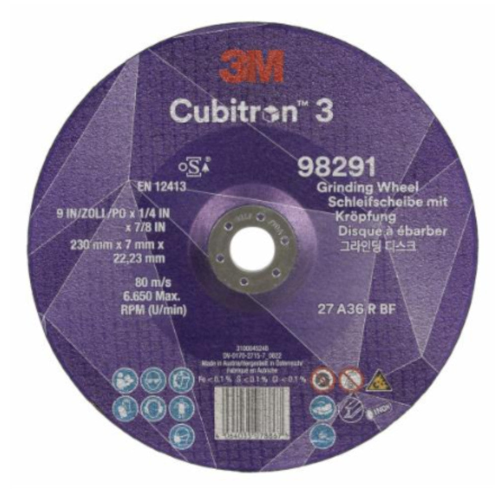 3M Cubitron 3 Depressed Centre Grinding Wheel 230x7x22.23mm | 98291