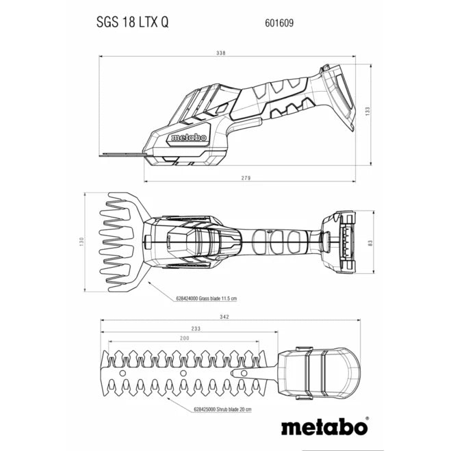 Metabo SGS 18 LTX Q Cordless Shrub & Grass Shears (Body Only)