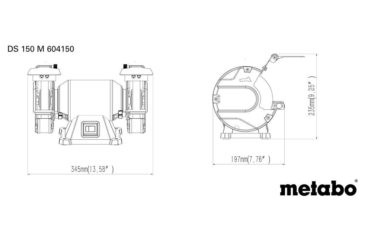 Metabo DS 150 M Bench Grinder 150mm, 370W Induction Motor, 604150000