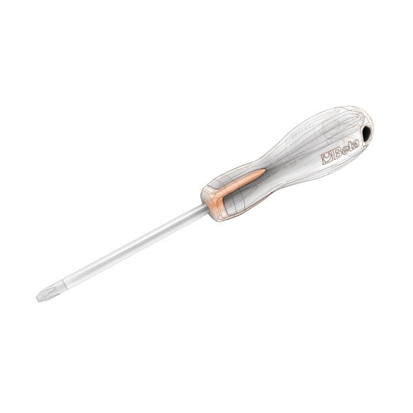 Screwdriver shown with a pencil line drawing overlayed on top.