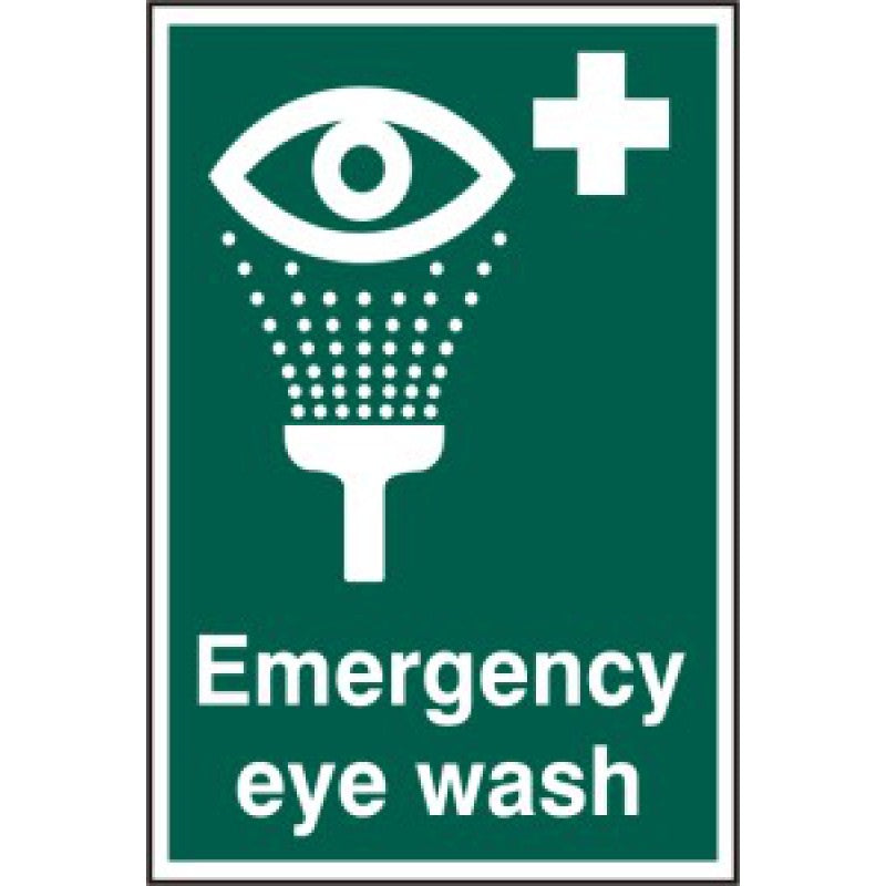 Emergency Eye Wash Sign – 200x300mm Green & White PVC | Health and Safety Signage