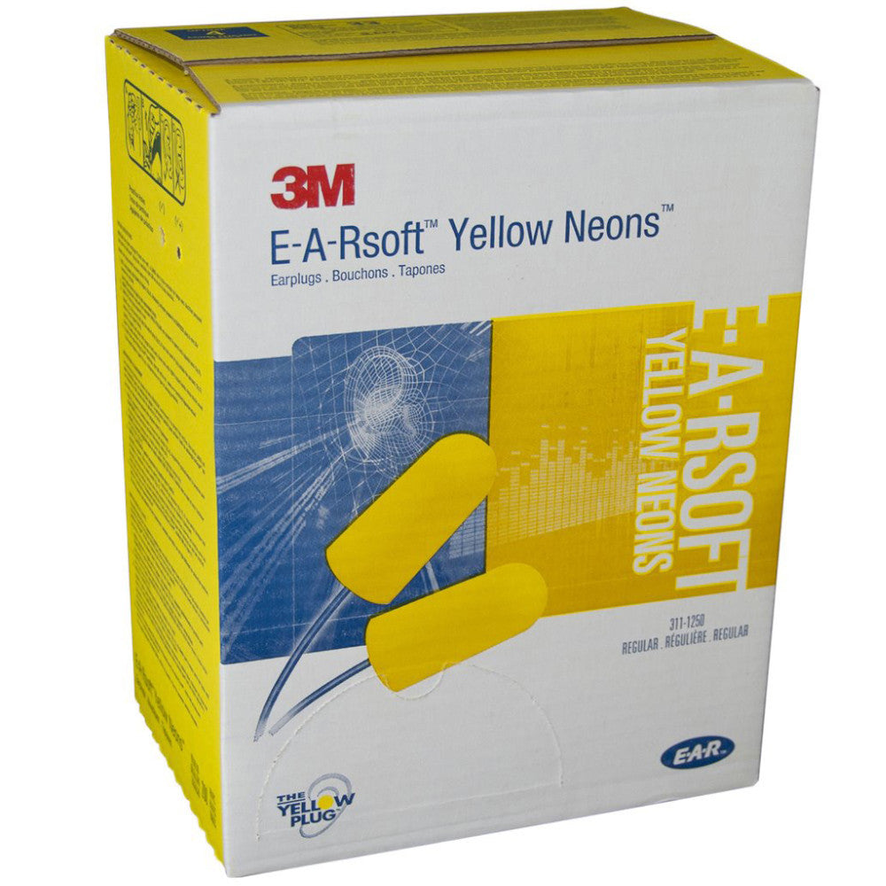 3M™ E-A-Rsoft™ Yellow Neons™ Earplugs, Corded, ES-01-005 (Box of 200)
