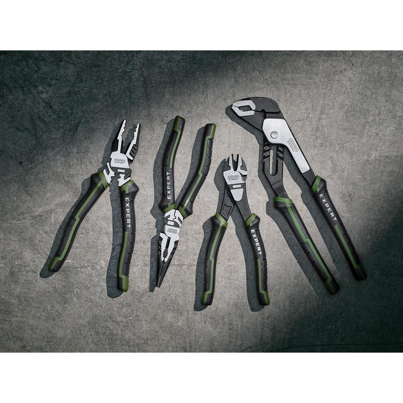 Set of Draper Expert pliers on a textured gray surface