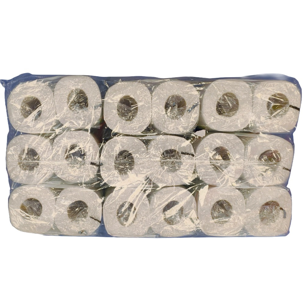 Pack of 2Work White 2 Ply Toilet Rolls on a white background