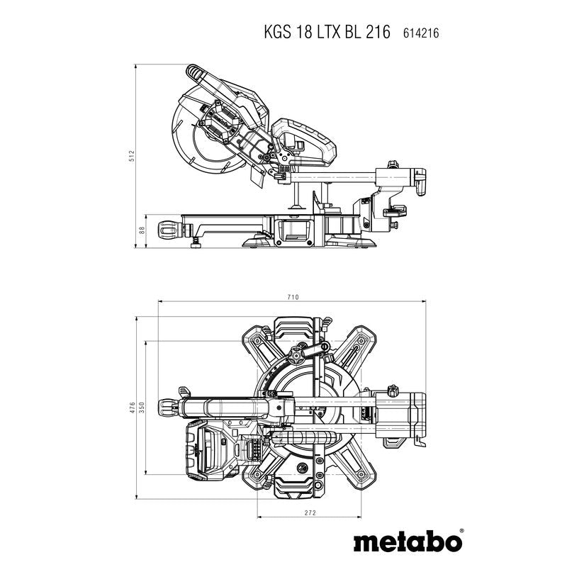 Metabo KGS 18 LTX BL 216 Cordless Sliding Mitre Saw (216mm)
