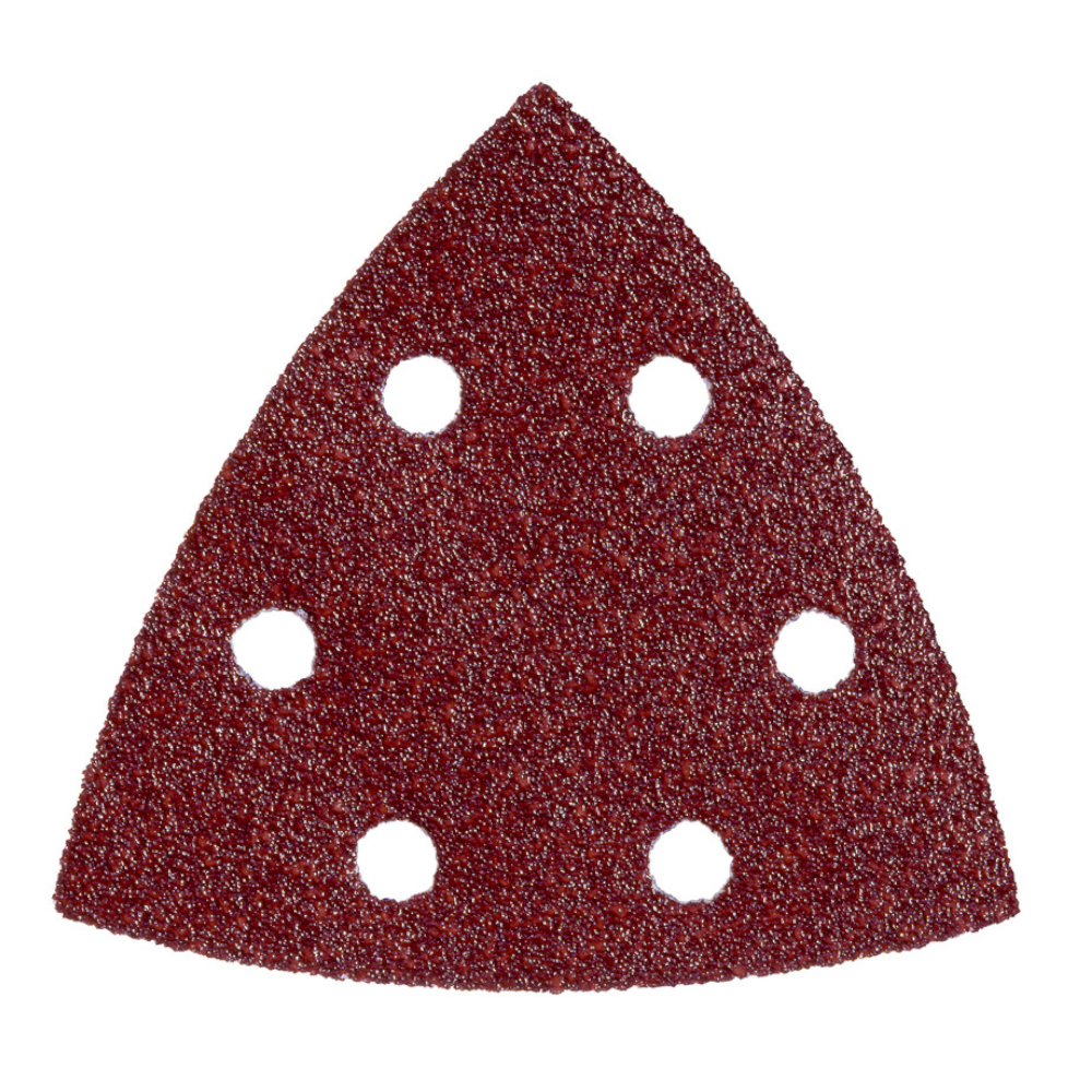 image of a metabo triangular hook and loop sanding sheet on a white background