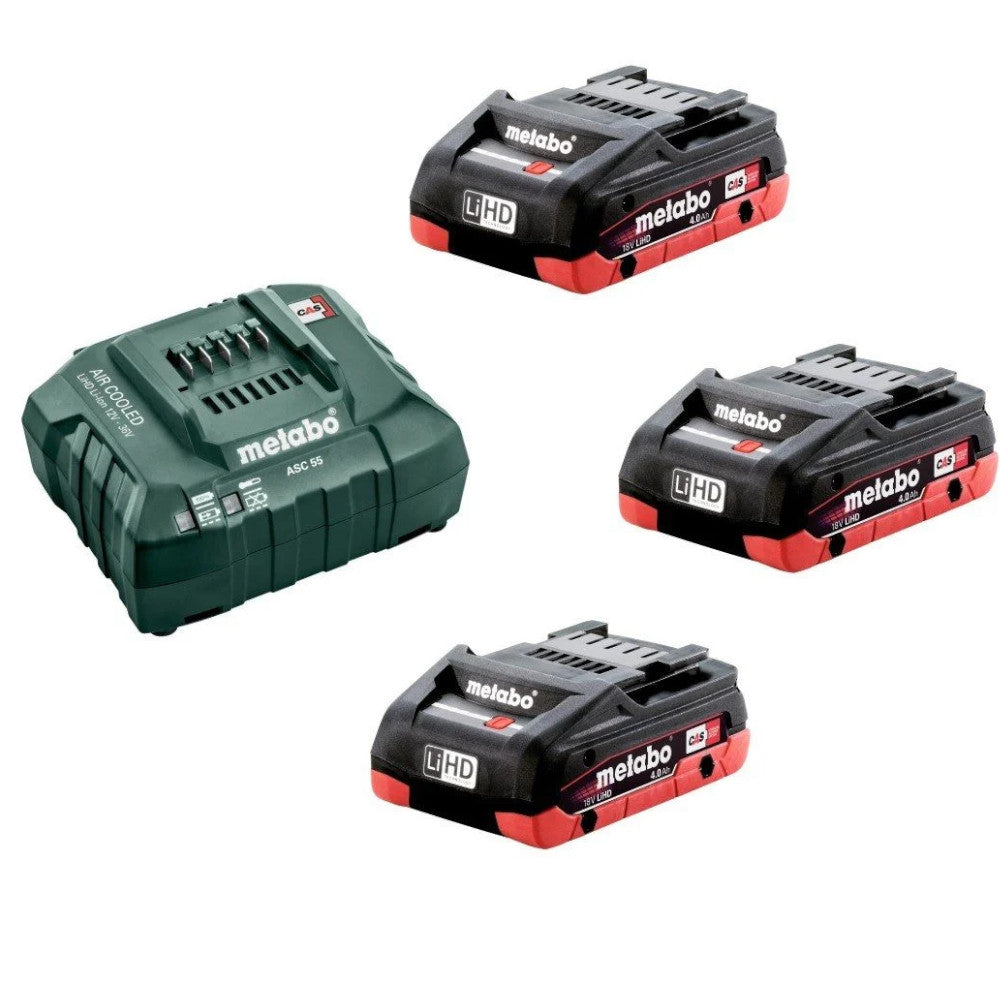 Metabo 18V Basic Set inc 3x 4.0Ah Batteries & ASC 55 Charger | 685132380