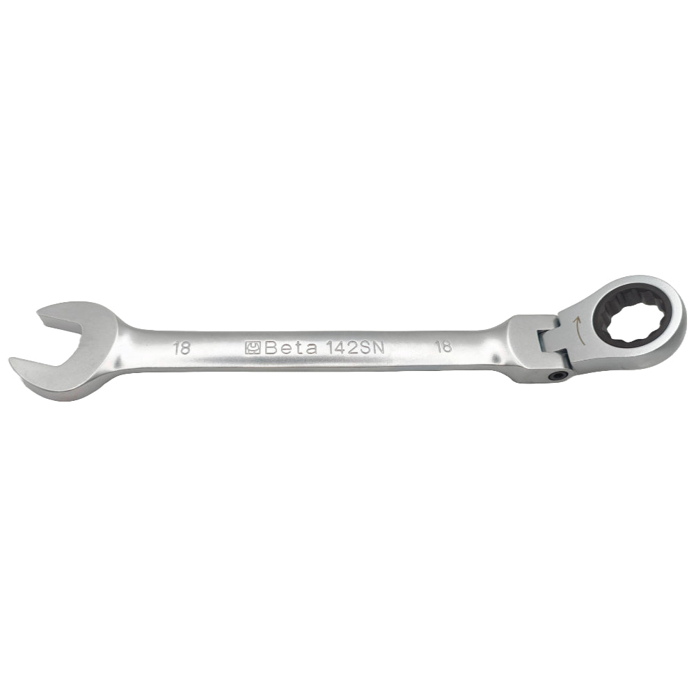 Side view of the Beta 001420218 142SN 18mm flex head spanner.