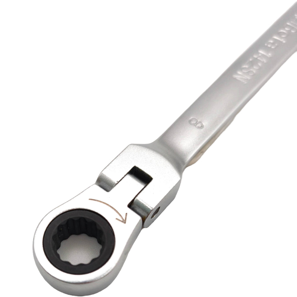 Close-up of the Beta 142SN flex head spanner's 180-degree swivel joint on a white background