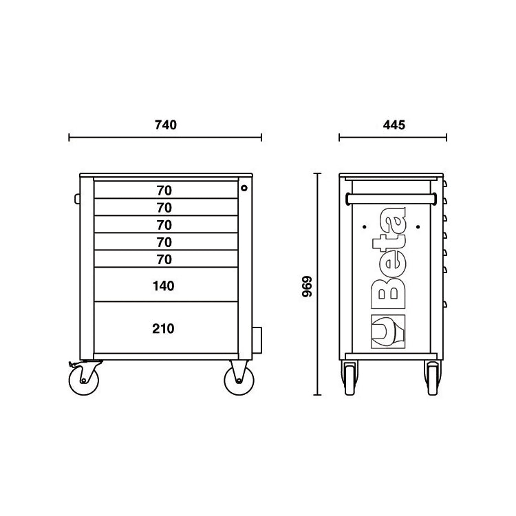 Beta RSC24/7 Mobile Roller Cab with 7 Drawers