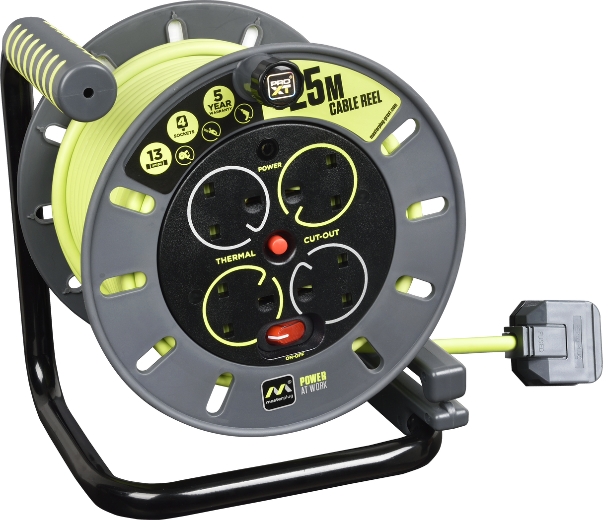 Masterplug Pro-XT 4 Socket 13A Open Cable Reel 240V