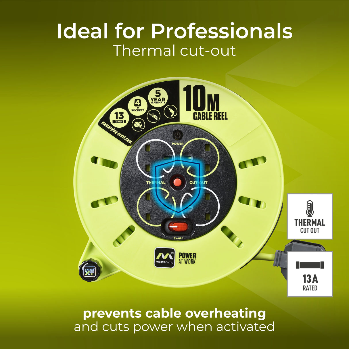 Masterplug Pro-XT 4 Socket 13A Casette Reel 240V