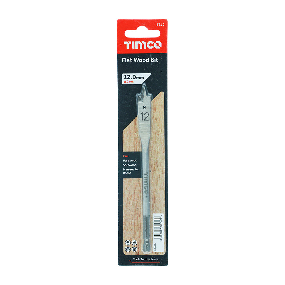 Timco Flat Wood Bits 152mm Long