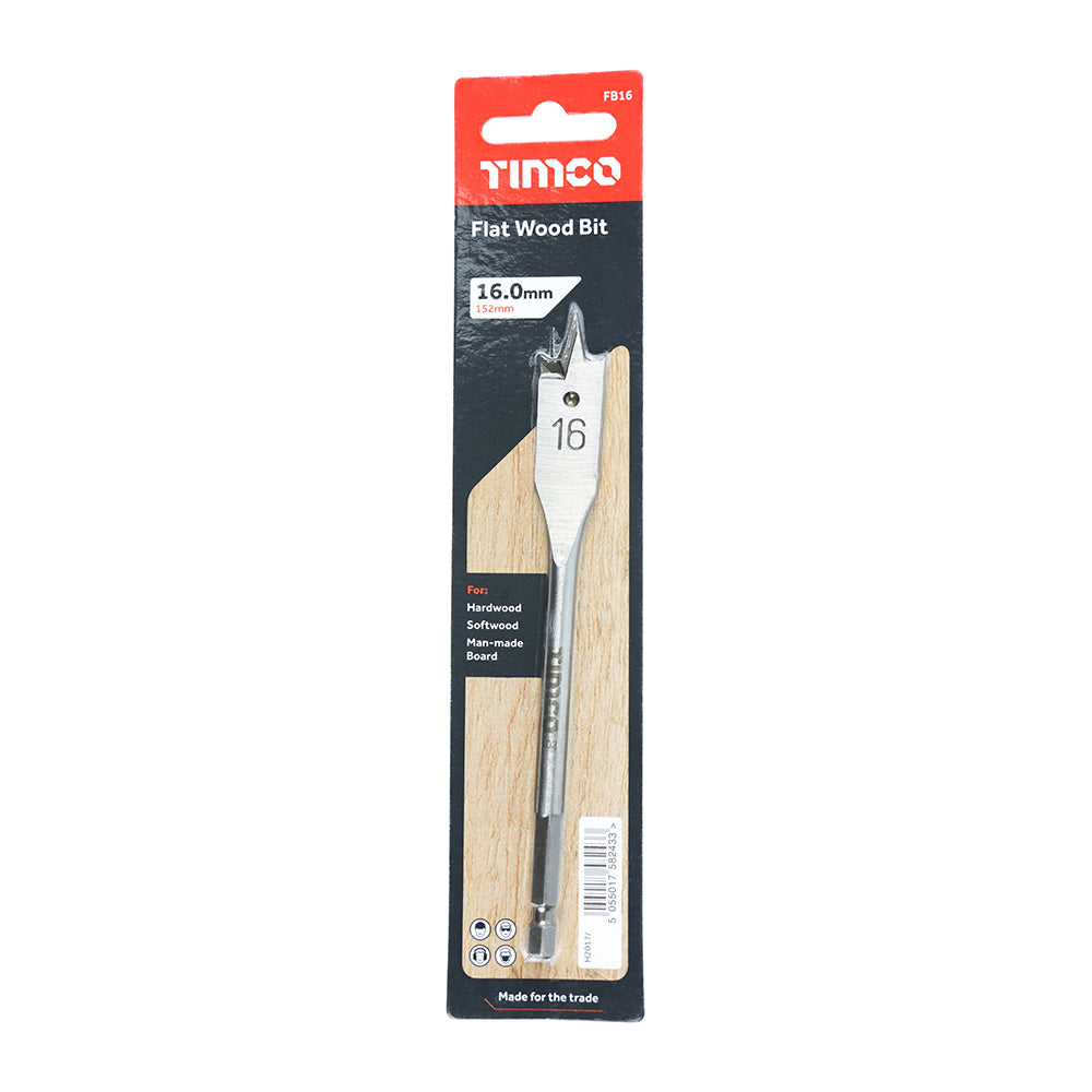 Timco Flat Wood Bits 152mm Long