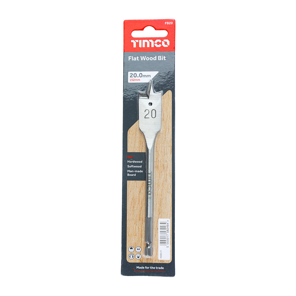 Timco Flat Wood Bits 152mm Long