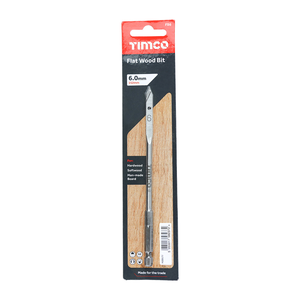 Timco Flat Wood Bits 152mm Long