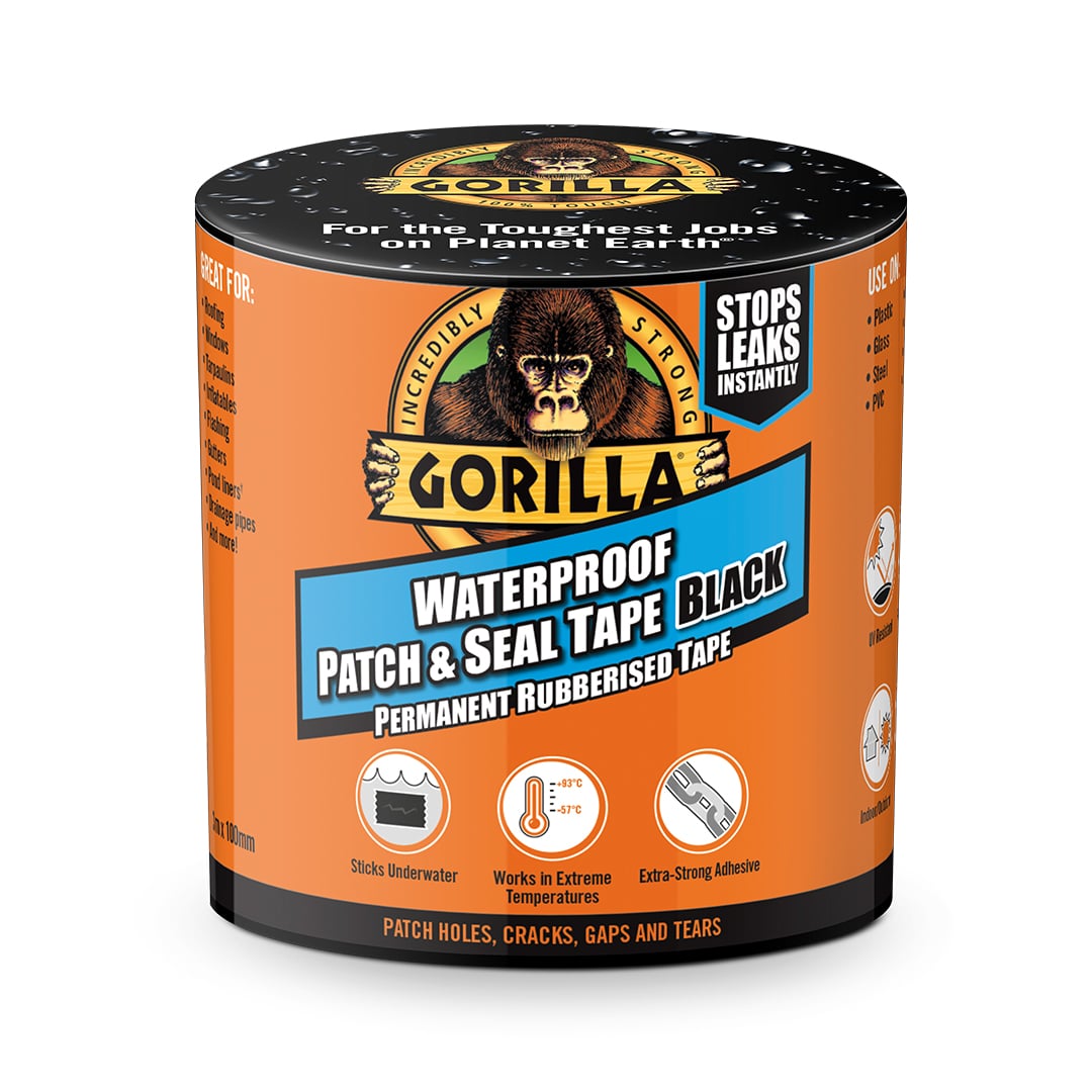 Gorilla Waterproof Patch & Seal Tape Black packaging on a white background