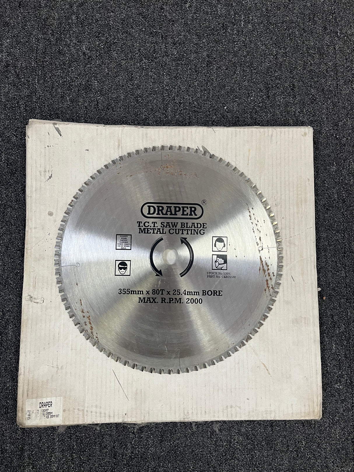 Draper 355mm TCT Metal Cutting Chop Saw Blade 80T 25.4mm