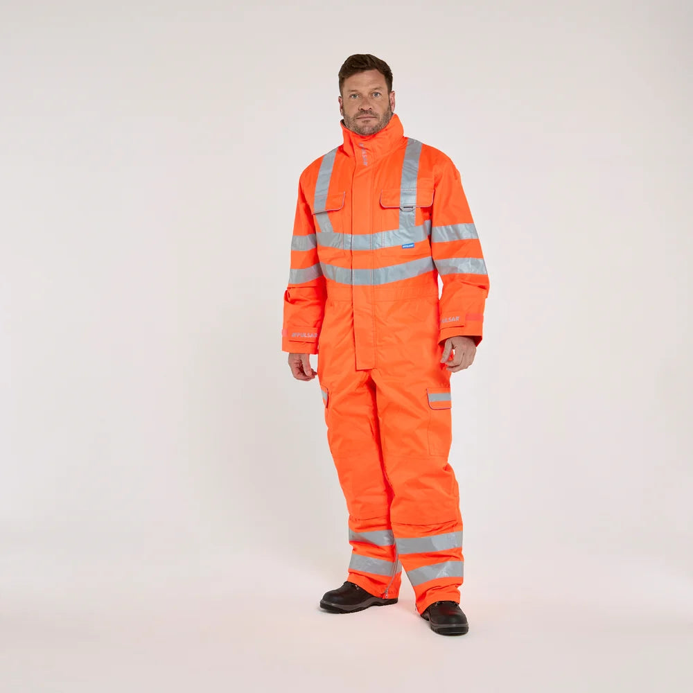 Pulsar PR505-R-ORG Hi Vis Waterproof Coverall Orange