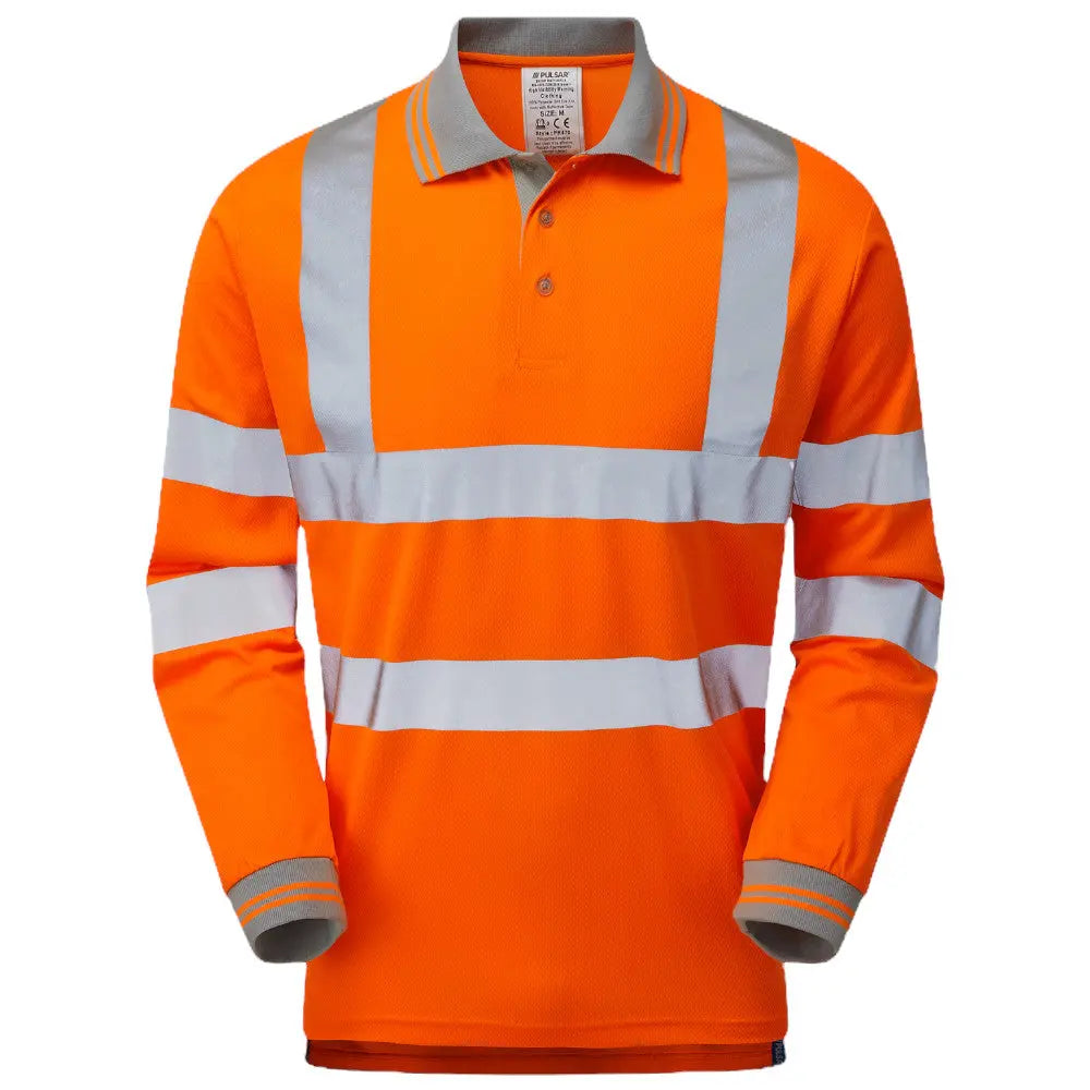 Pulsar® PR470 Protect Hight Viz Orange Long Sleeve Polo Shirt Electro South West Ltd