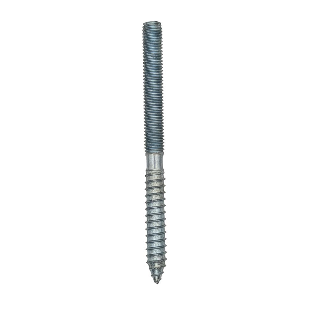 Metal wood to metal dowel on a white background