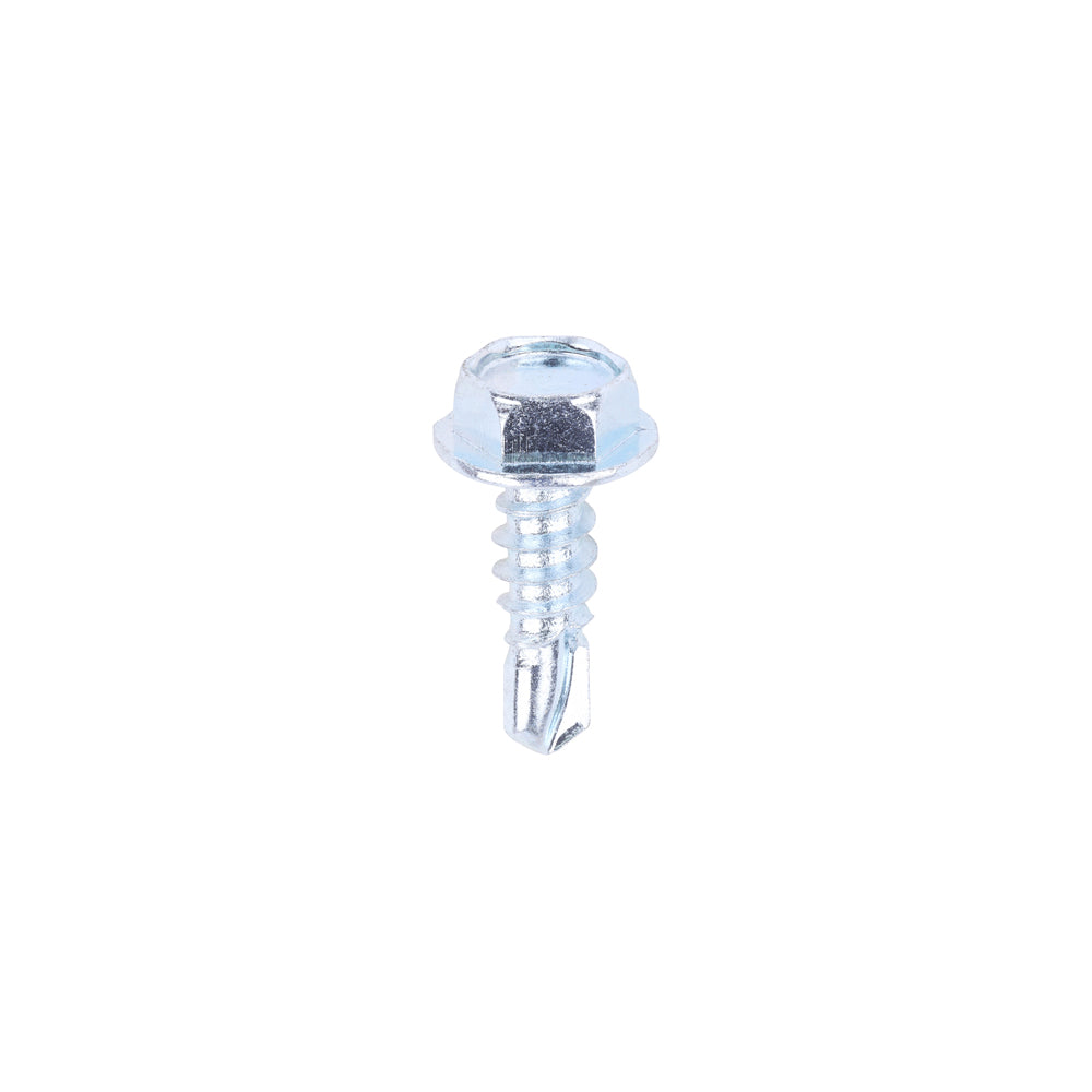 Timco 00812HWSD hex head self drilling screw on a white background