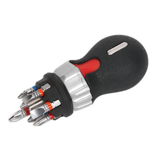 Sealey Fine Tooth Stubby Ratchet Screwdriver Set 8 Piece AK64908