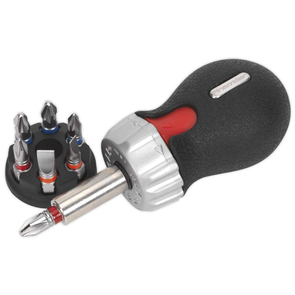 Sealey Fine Tooth Stubby Ratchet Screwdriver Set 8 Piece AK64908