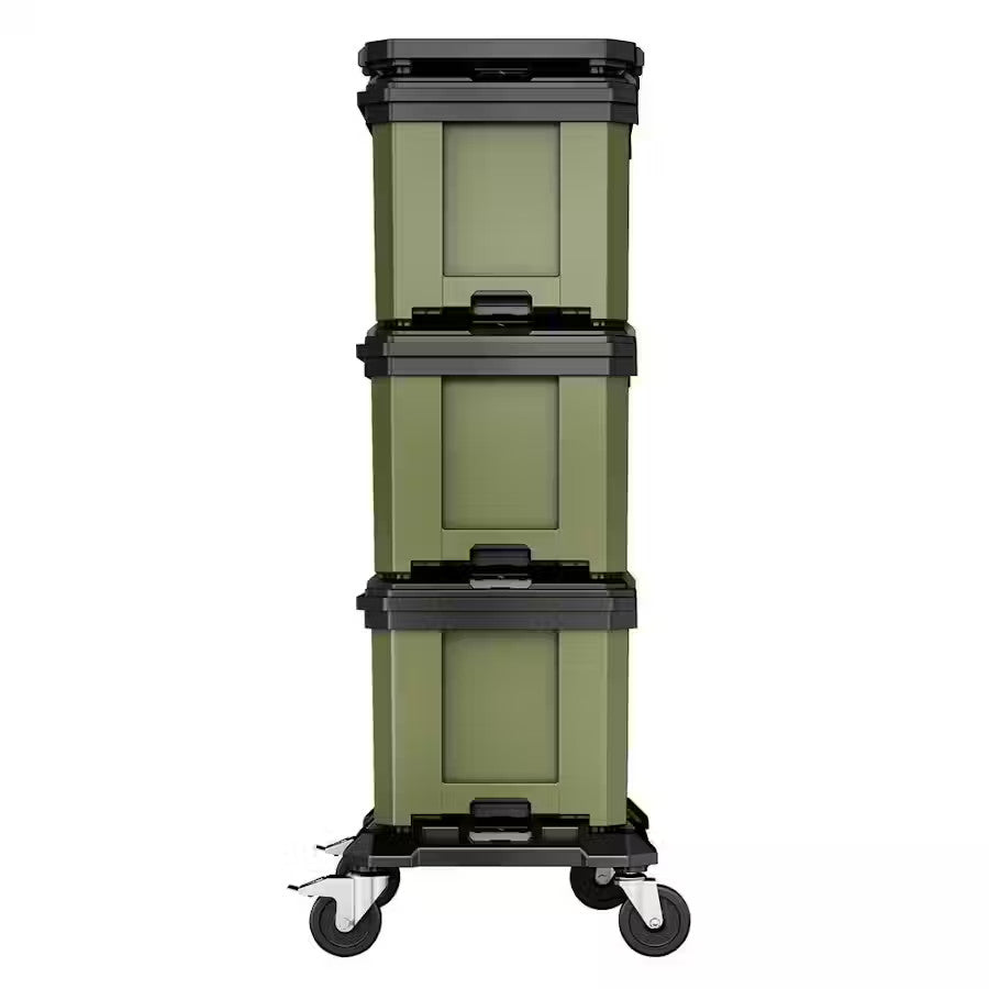 Green Bunker 32261 rolling storage with black wheels on a white background