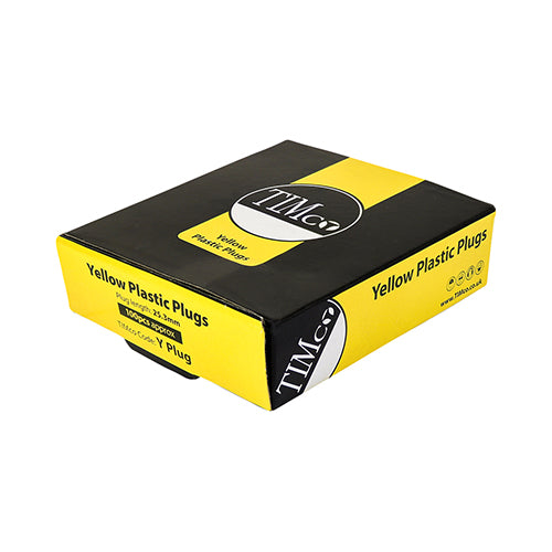Yellow Plastic Wall Plugs 5mm Box of 100