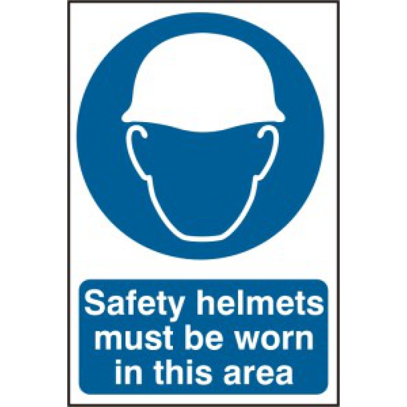 Safety Helmet Must Be Worn Sign – 200x300mm | PPE Safety Sign