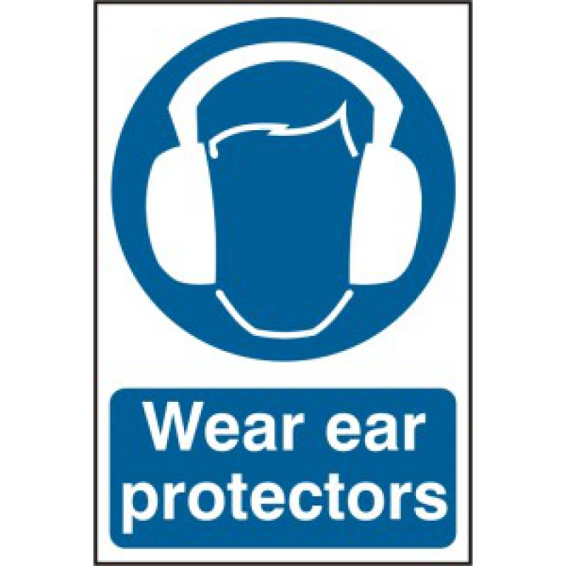 Wear Ear Protectors Sign | 200x300mm PVC Health and Safety Signage