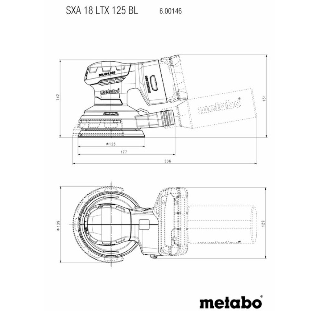 Metabo SXA 18 LTX 125 BL 18V Cordless Brushless Random Orbital Sander (5-Inch)