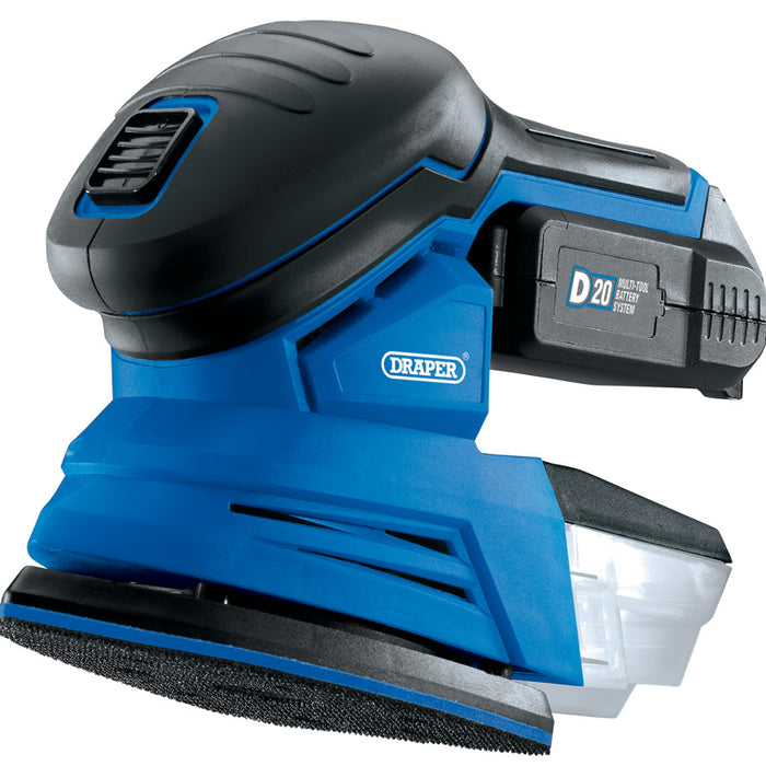 Blue and black Draper sander on a white background