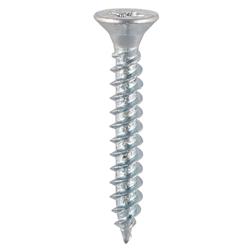 Zinc-plated twin thread screws with Pozi drive head. For wood and other materials.