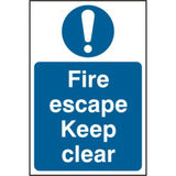 Fire Escape Keep Clear Sign – 200x300mm PVC | Health and Safety Signage