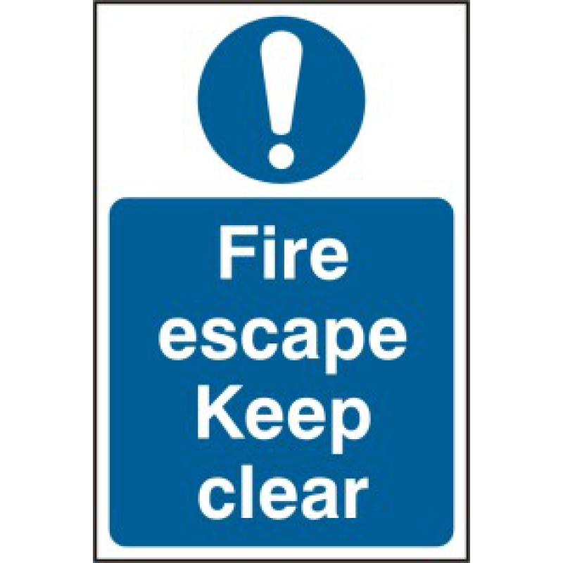 Fire Escape Keep Clear Sign – 200x300mm PVC | Health and Safety Signage