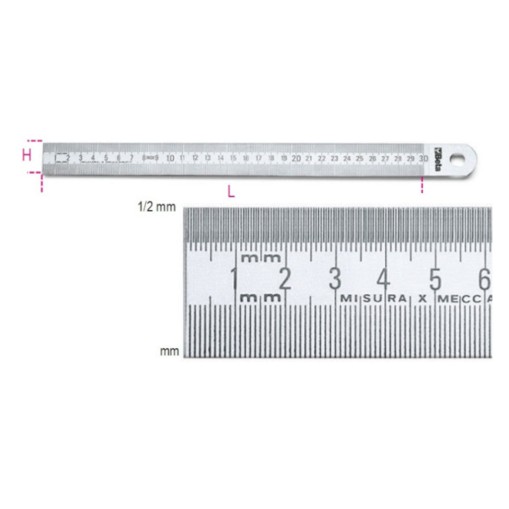 Beta 1683 1500mm Long Semi-Rigid Graduated Stainless Steel Rule