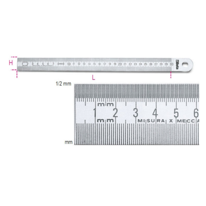Beta 1683 1500mm Long Semi-Rigid Graduated Stainless Steel Rule