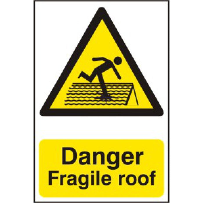 PVC Danger Fragile Roof Sign | 200x300mm Safety Signage
