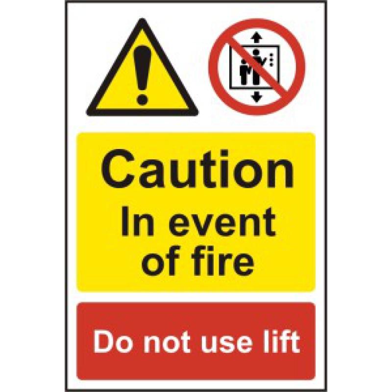 Fire Safety Sign – Do Not Use Lift in Fire – 200x300mm PVC Signage
