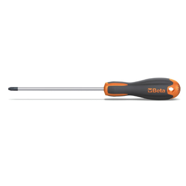 Screwdriver with orange handle and visible Beta brand logo on a white background