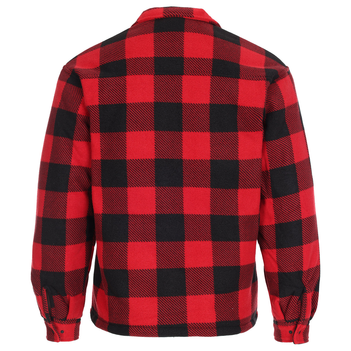 Red and black checkered flannel shirt on a white background