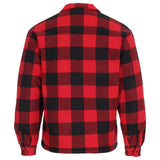 Red and black checkered flannel shirt on a white background