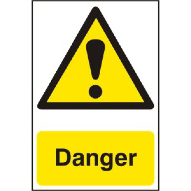 Danger PVC Sign 200x300mm – Yellow/Black Safety Warning | Health & Safety Signage
