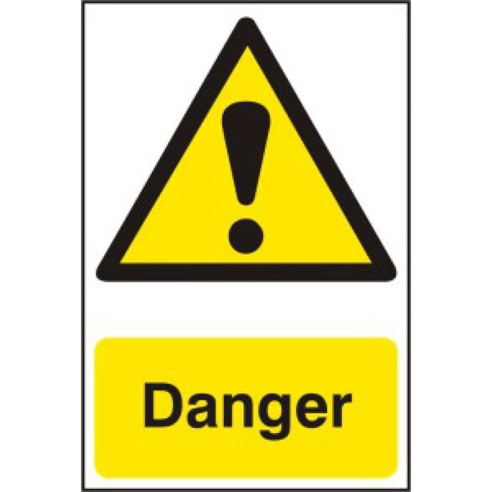 Danger PVC Sign 200x300mm – Yellow/Black Safety Warning | Health & Safety Signage