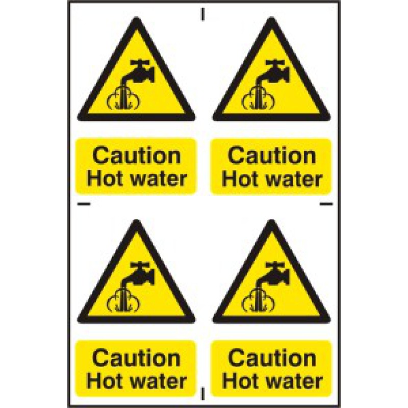 Caution Hot Water Signs – 200x300mm PVC Safety Signage