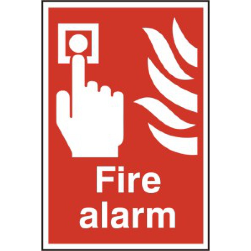 Fire Alarm Sign 200x300mm – Red & White PVC Safety Signage