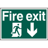 Fire Exit Sign 200x300mm PVC – Running Man Arrow Down Signage