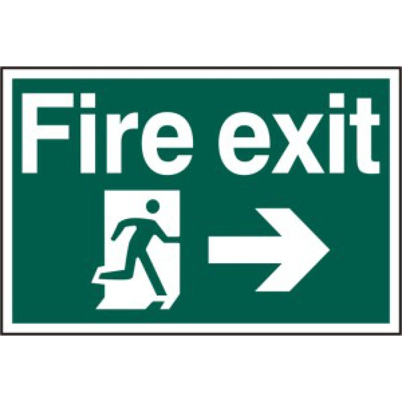 200 x 300mm Fire Exit Arrow Right PVC Sign – Green & White | Health and Safety Signage